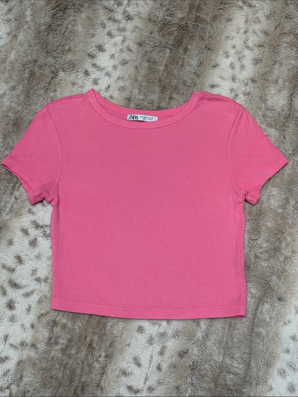 Zara Pink Short Sleeve Crop Tee, Size M